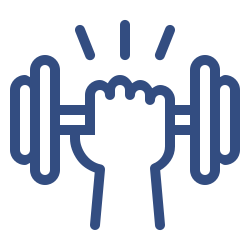 Cartoon hand holding dumbbell