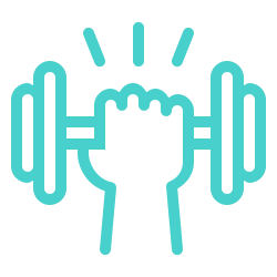 Cartoon hand holding dumbbell